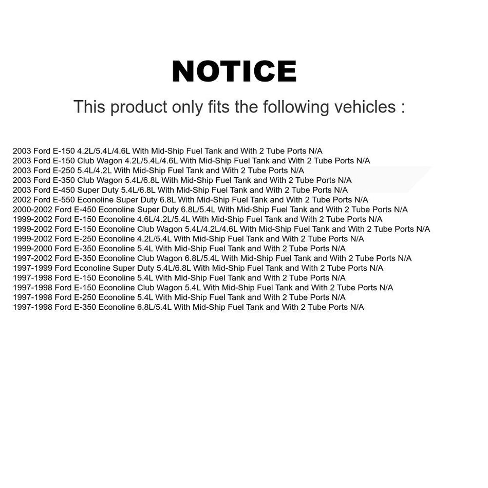 Fuel Pump Sender Assembly AGY-00310090 For Ford E-150 Econoline E-250 E-350 Club Wagon E-450 Super Duty E-550 With Mid-Ship Tank 2 Tube Ports