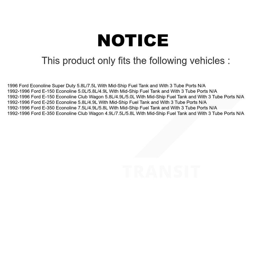 Fuel Pump Module Assembly AGY-00310092 For Ford E-150 Econoline E-350 Club Wagon E-250 Super Duty With Mid-Ship Tank 3 Tube Ports