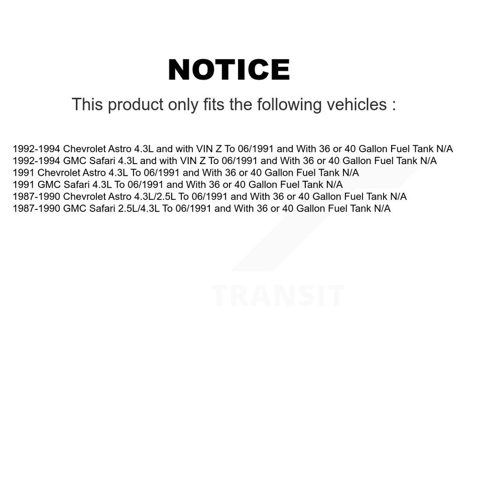 Fuel Pump Sender Assembly AGY-00310858 For Chevrolet Astro GMC Safari To 06/1991 With 36 or 40 Gallon Tank