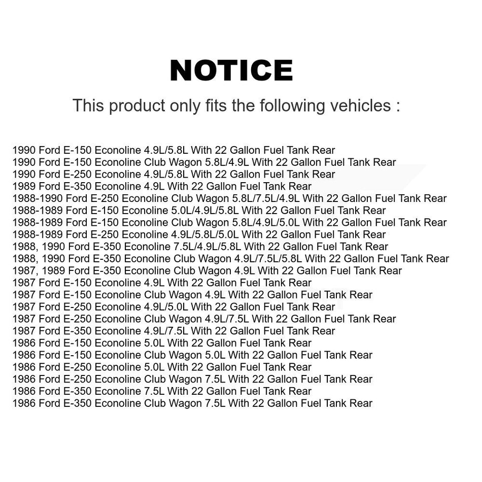 Rear Fuel Pump Sender Assembly AGY-00311189 For Ford E-350 Econoline E-150 E-250 Club Wagon With 22 Gallon Tank