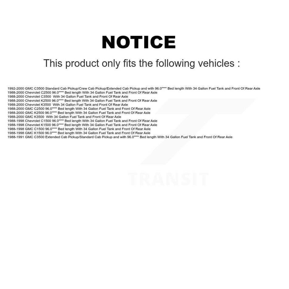 Fuel Tank Strap AGY-01110042 For Chevrolet GMC K1500 C1500 K2500 C2500 K3500 C3500