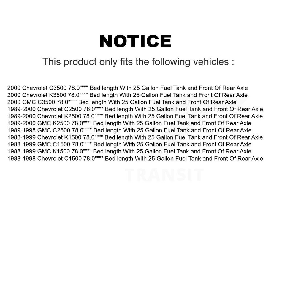 Fuel Tank Strap AGY-01110044 For Chevrolet GMC K1500 C1500 K2500 C2500 K3500 C3500 78.0" Bed length