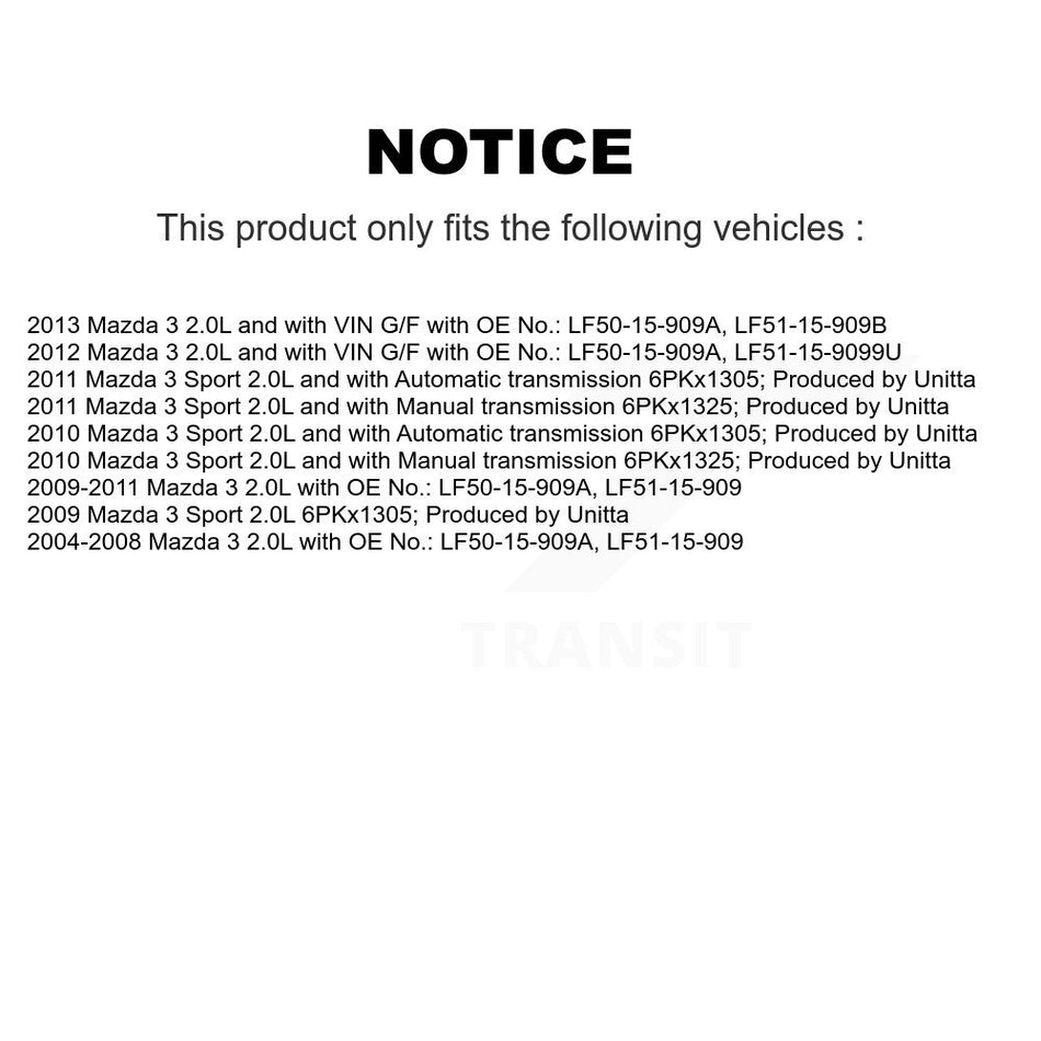 Water Pump Alternator Accessory Drive Belt BAN-6PK1305 For Mazda 3 Sport