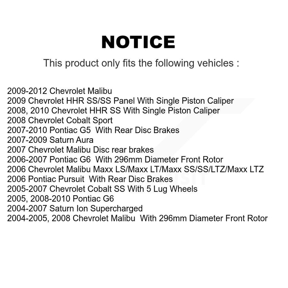 Front Coated Disc Brake Rotor (1 Piece Only) GCR-580184 For Chevrolet Malibu Pontiac Cobalt G5 G6