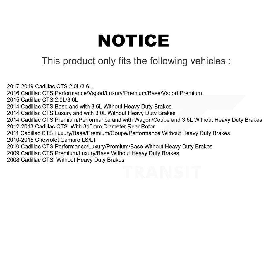 Rear Coated Disc Brake Rotor (1 Piece Only) GCR-580722 For Chevrolet Camaro Cadillac CTS
