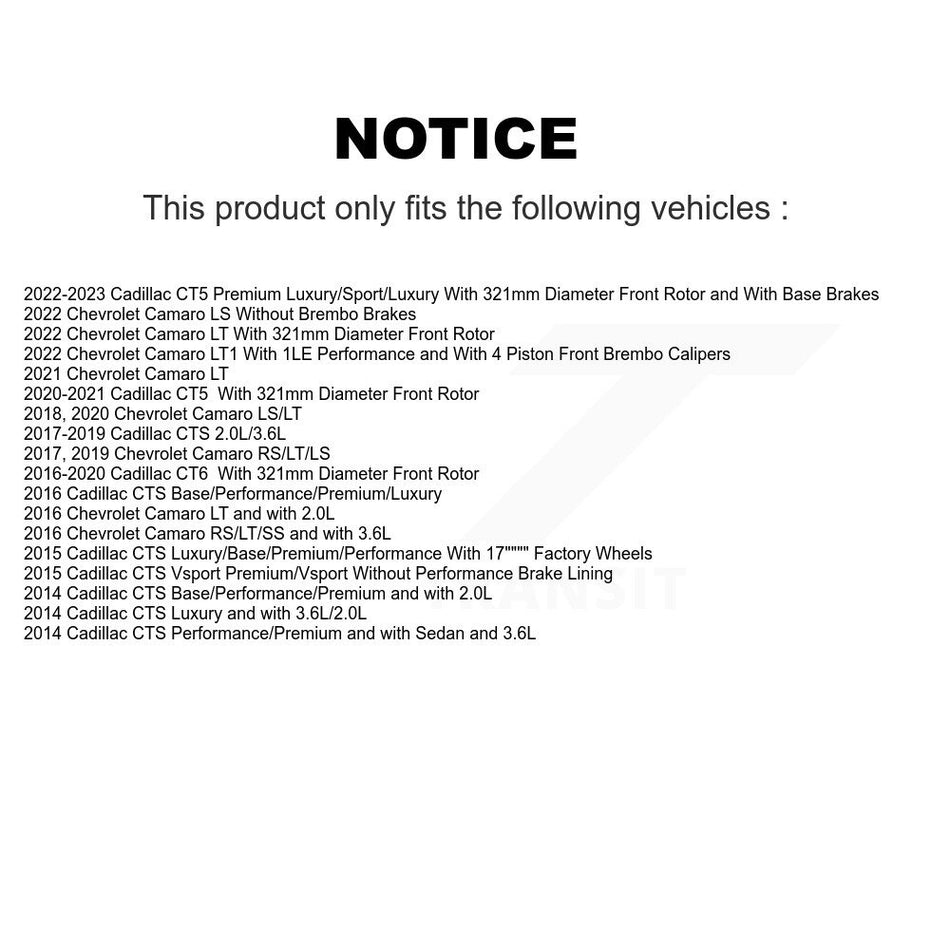 Front Coated Disc Brake Rotor (1 Piece Only) GCR-581913 For Chevrolet Camaro Cadillac CTS CT5 CT6