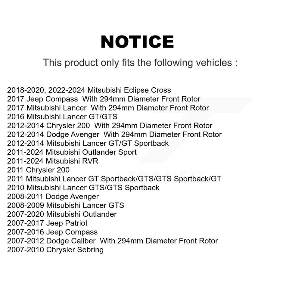 Front Coated Disc Brake Rotor (1 Piece Only) GCR-780459 For Mitsubishi Jeep RVR Outlander Patriot