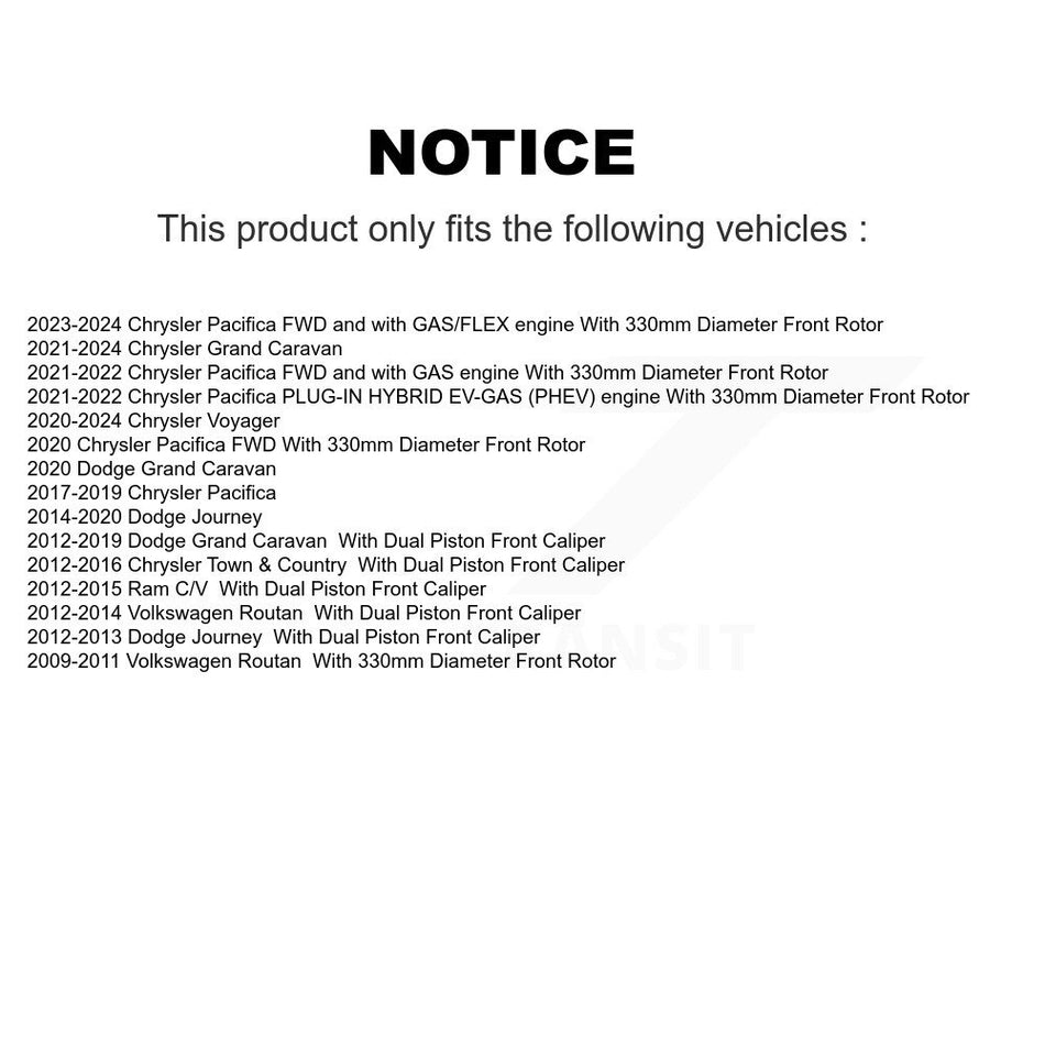 Front Coated Disc Brake Rotor (1 Piece Only) GCR-780964 For Dodge Grand Caravan Journey Chrysler &