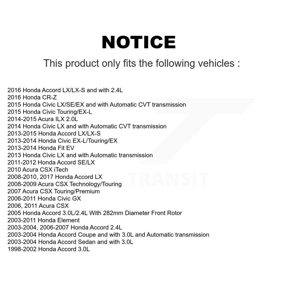 Front Coated Disc Brake Rotor (1 Piece Only) GCR-96711 For Honda Civic Accord Fit Acura CSX Element