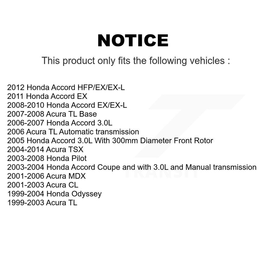Front Coated Disc Brake Rotor (1 Piece Only) GCR-96795 For Honda Accord Acura TSX Pilot TL Odyssey