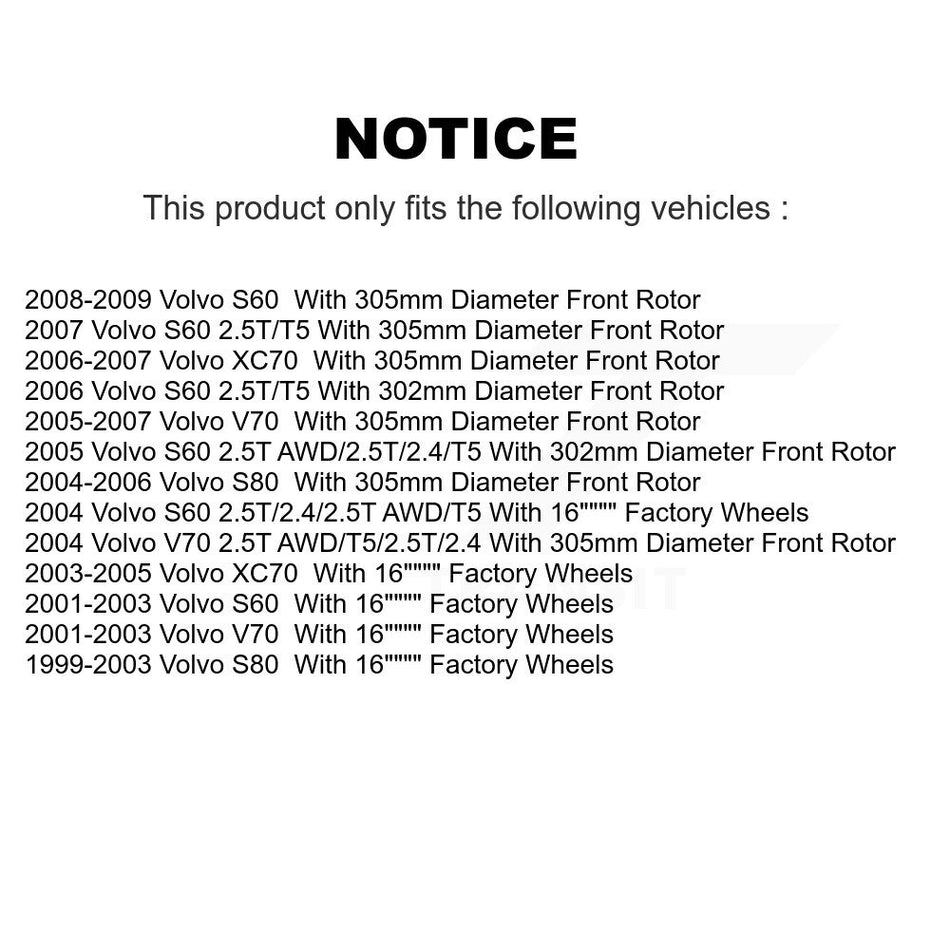 Front Coated Disc Brake Rotor (1 Piece Only) GCR-980050 For Volvo S60 XC70 V70 S80