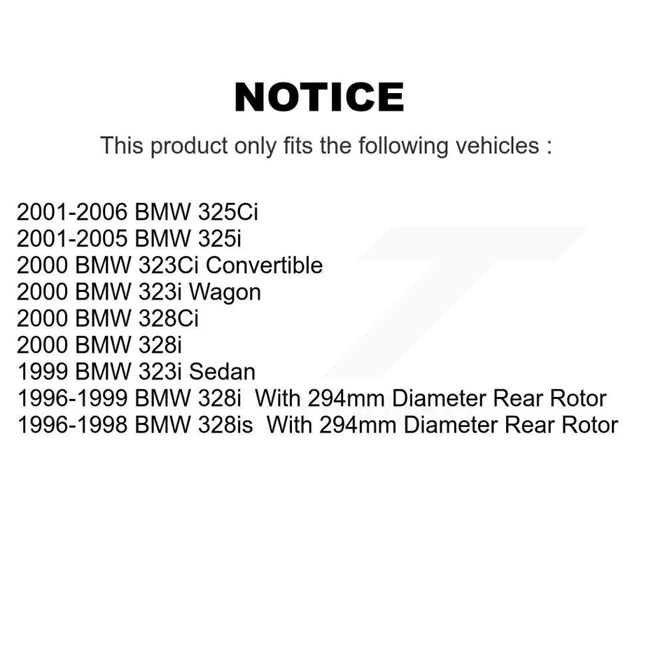 Rear Coated Disc Brake Rotor (1 Piece Only) GCR-980127 For BMW 325i 325Ci 328i 323i 323Ci 328is