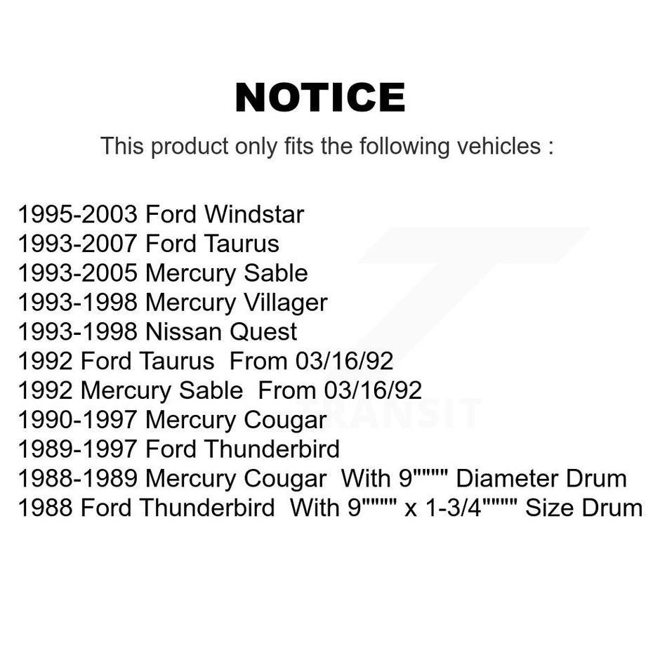 Rear Drum Brake Wheel Cylinder Pair For Ford Taurus Mercury Windstar Sable Thunderbird Nissan Quest Cougar Villager K14-100071