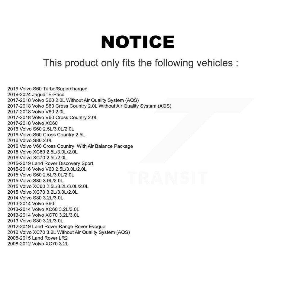 Cabin Air Filter (2 Pack) For Volvo Land Rover XC60 Range Evoque XC70 Discovery Sport S60 K54-101698