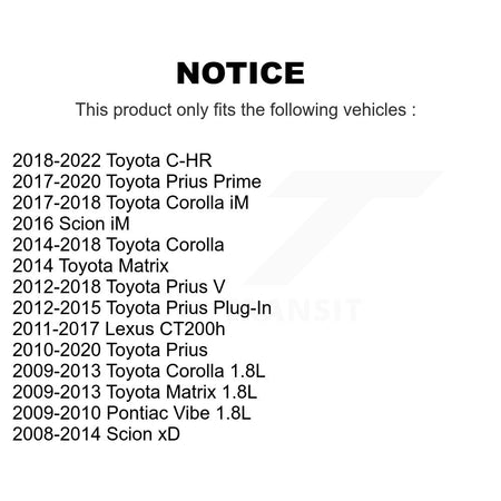 Engine Cartridge Oil Filter (2 Pack) For Toyota Corolla Matrix C-HR Prius Pontiac Vibe V K56-100016