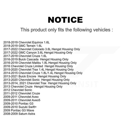 Engine Cartridge Oil Filter (2 Pack) For Chevrolet Cruze Buick Encore GMC Trax Equinox G3 K56-100032