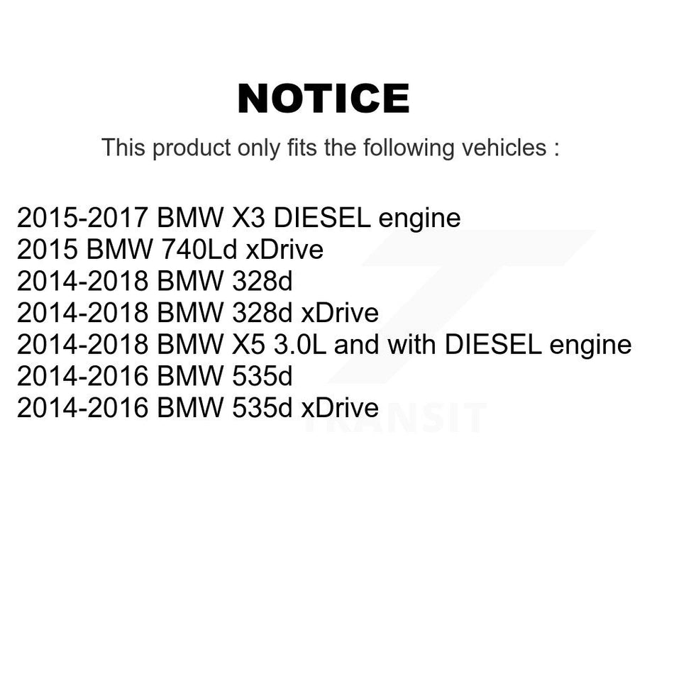 Engine Cartridge Oil Filter (2 Pack) For BMW X5 X3 328d xDrive 535d 740Ld K56-100481