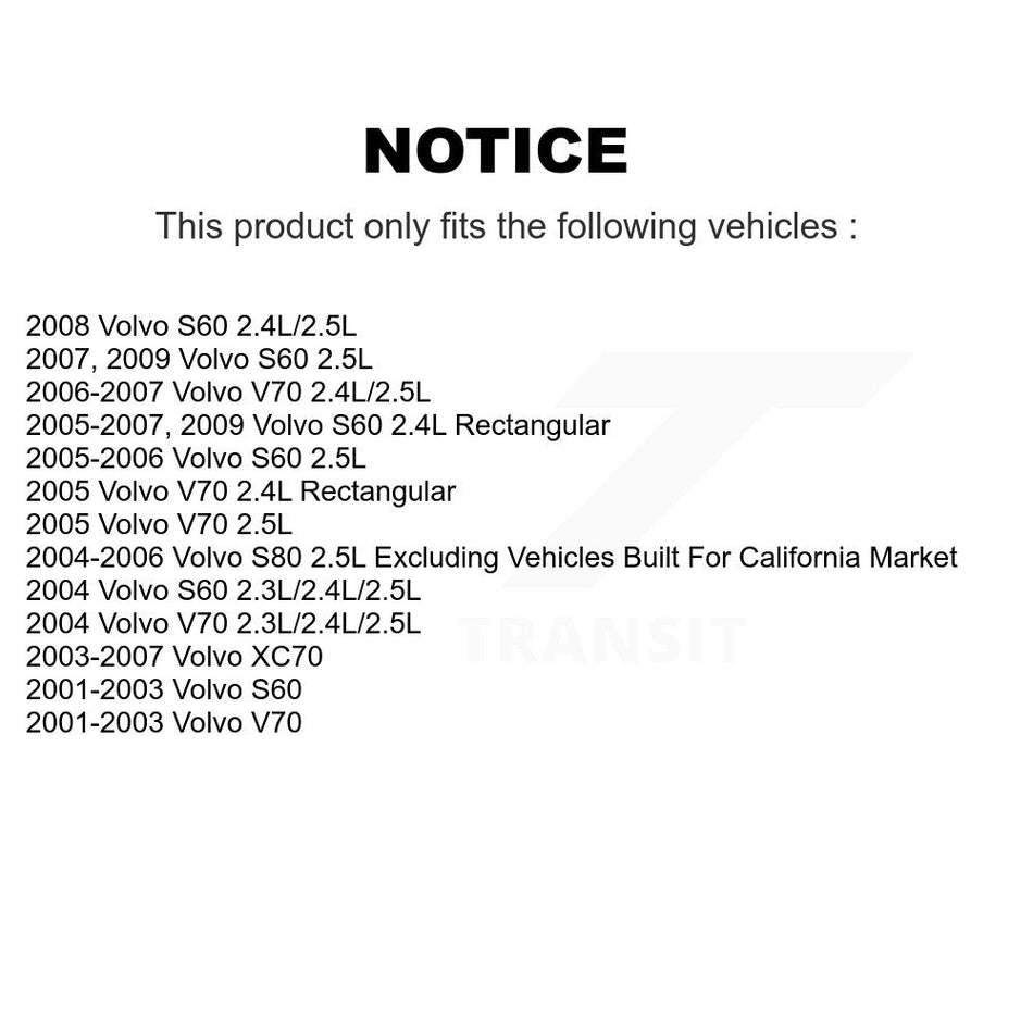 Engine Air Filter (2 Pack) For Volvo S60 XC70 V70 S80 K57-100035