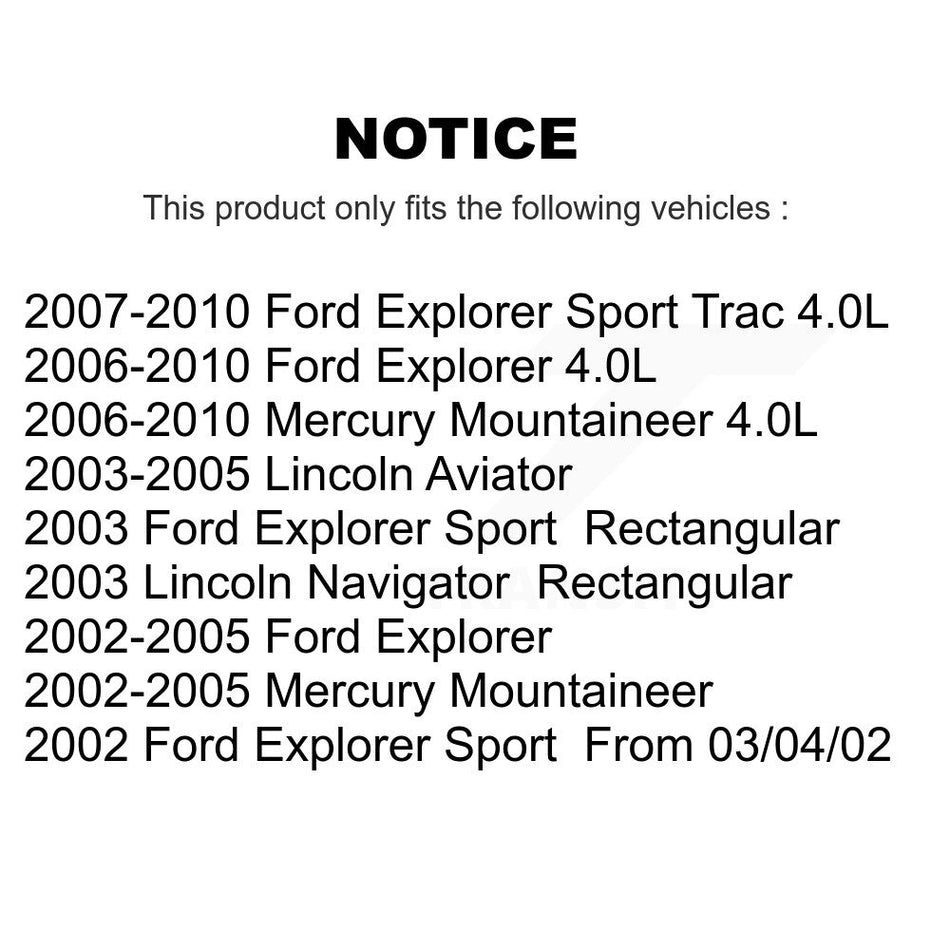 Engine Air Filter (2 Pack) For Ford Explorer Sport Trac Lincoln Aviator Navigator Mercury K57-100243