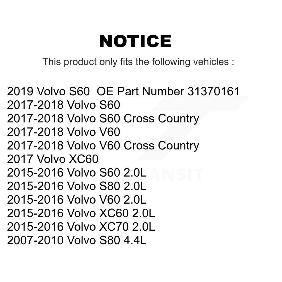 Engine Air Filter (2 Pack) For Volvo XC60 S60 V60 S80 Cross Country XC70 K57-103876