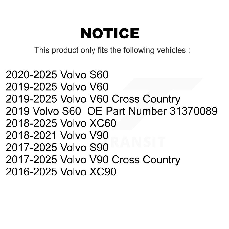 Engine Air Filter (2 Pack) For Volvo XC60 XC90 S60 V60 Cross Country V90 S90 K57-103877