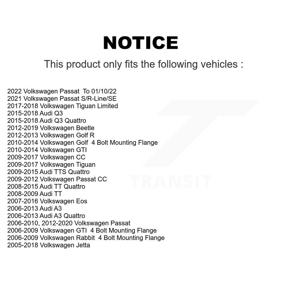 Front Wheel Bearing And Hub Assembly Pair For Volkswagen Jetta Passat Tiguan Beetle CC Audi Q3 GTI Eos Golf Rabbit A3 TT Quattro Limited R R32 City K70-100309