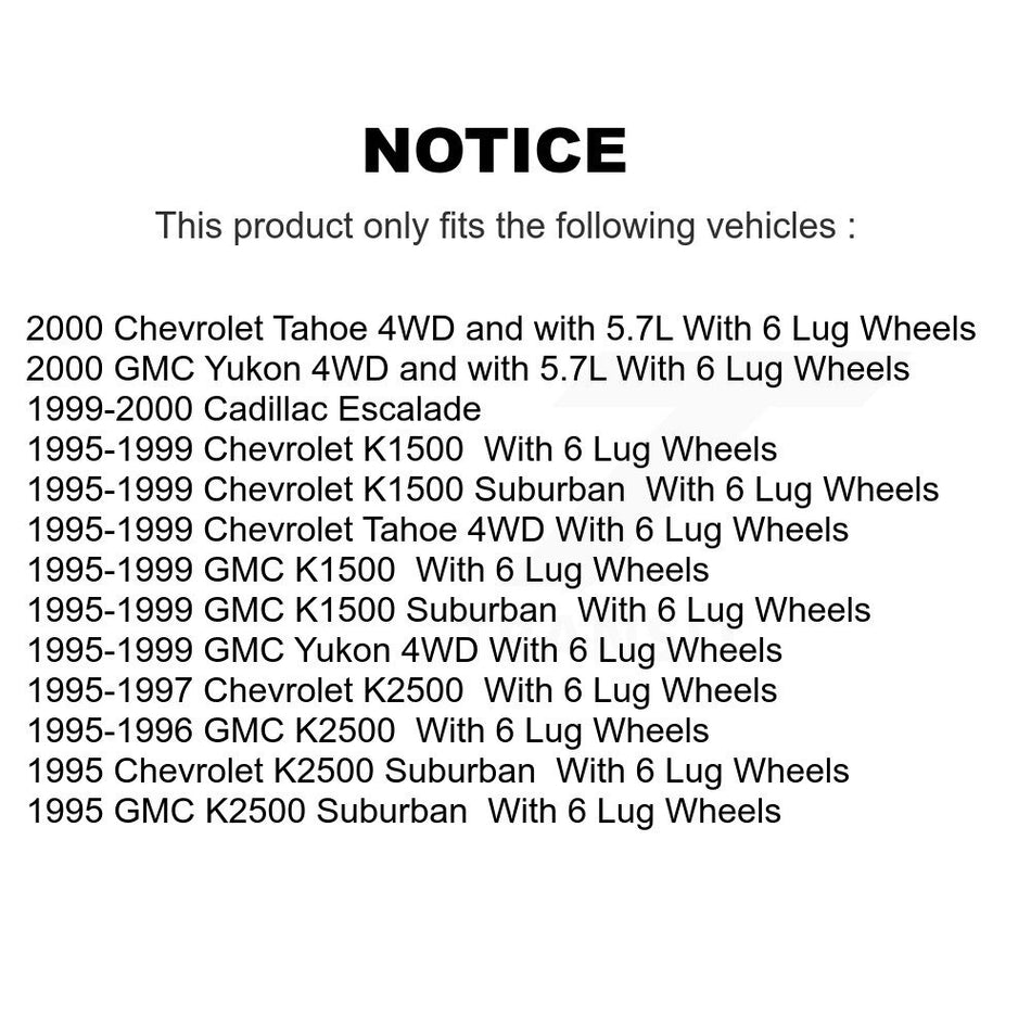 Front Wheel Bearing And Hub Assembly Pair For Chevrolet K1500 GMC Tahoe Suburban Yukon K2500 Cadillac Escalade K70-100382