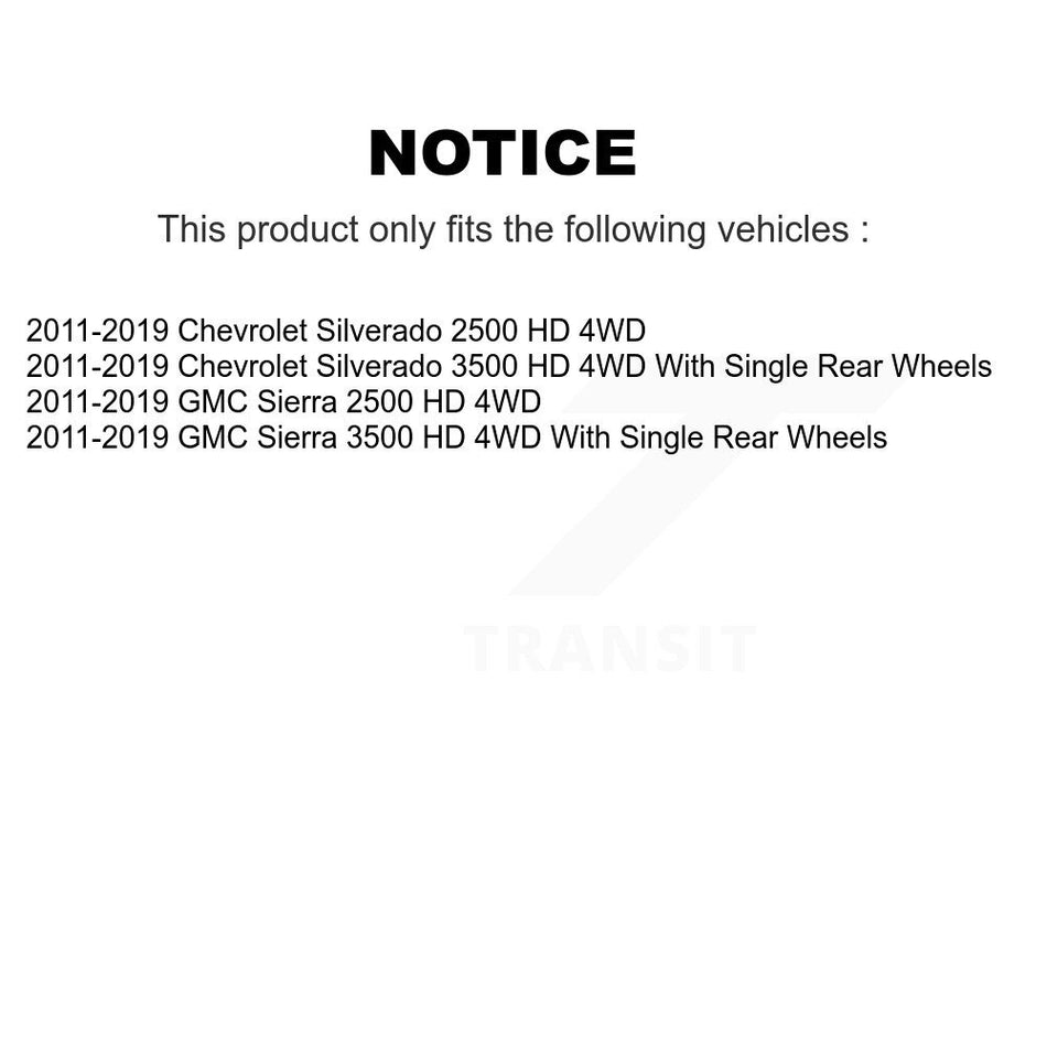 Front Wheel Bearing And Hub Assembly Pair For Chevrolet Silverado 2500 HD GMC Sierra 3500 4WD K70-100450