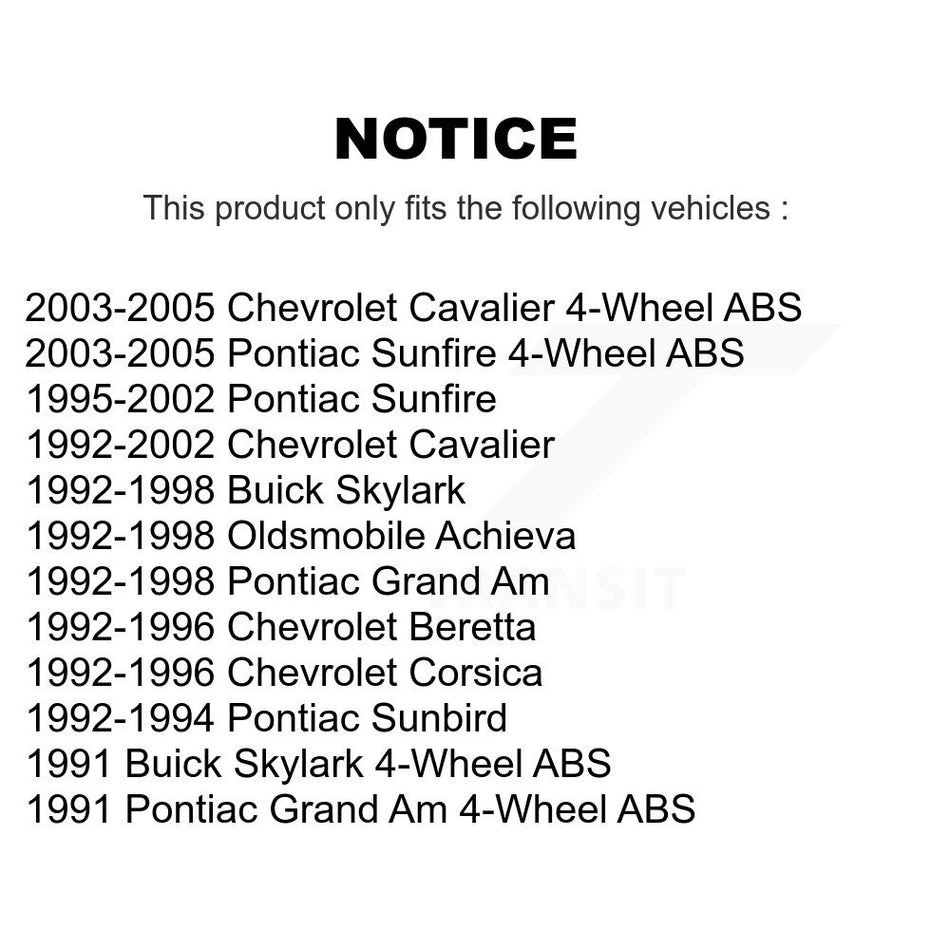 Rear Wheel Bearing And Hub Assembly Pair For Chevrolet Cavalier Pontiac Sunfire Grand Am Corsica Buick Skylark Oldsmobile Achieva Beretta Sunbird K70-100557