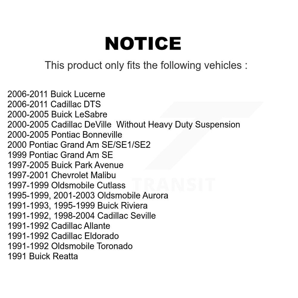 Rear Wheel Bearing Hub Assembly Pair For Buick LeSabre Cadillac Lucerne DeVille DTS Park Avenue Pontiac Chevrolet Malibu Bonneville Grand Am Seville Oldsmobile Aurora Riviera Cutlass Reatta K70-100558