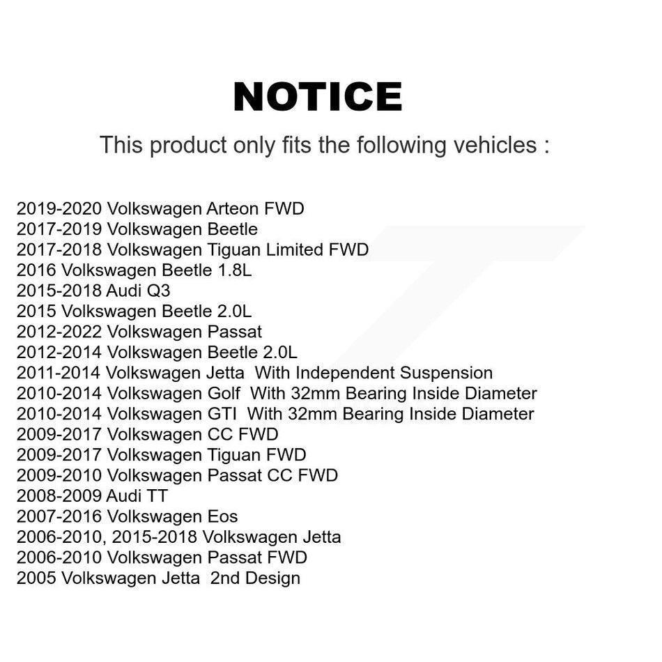 Rear Wheel Bearing And Hub Assembly Pair For Volkswagen Jetta Passat Tiguan Beetle CC Golf Audi Q3 GTI Eos R TT Arteon City K70-100655