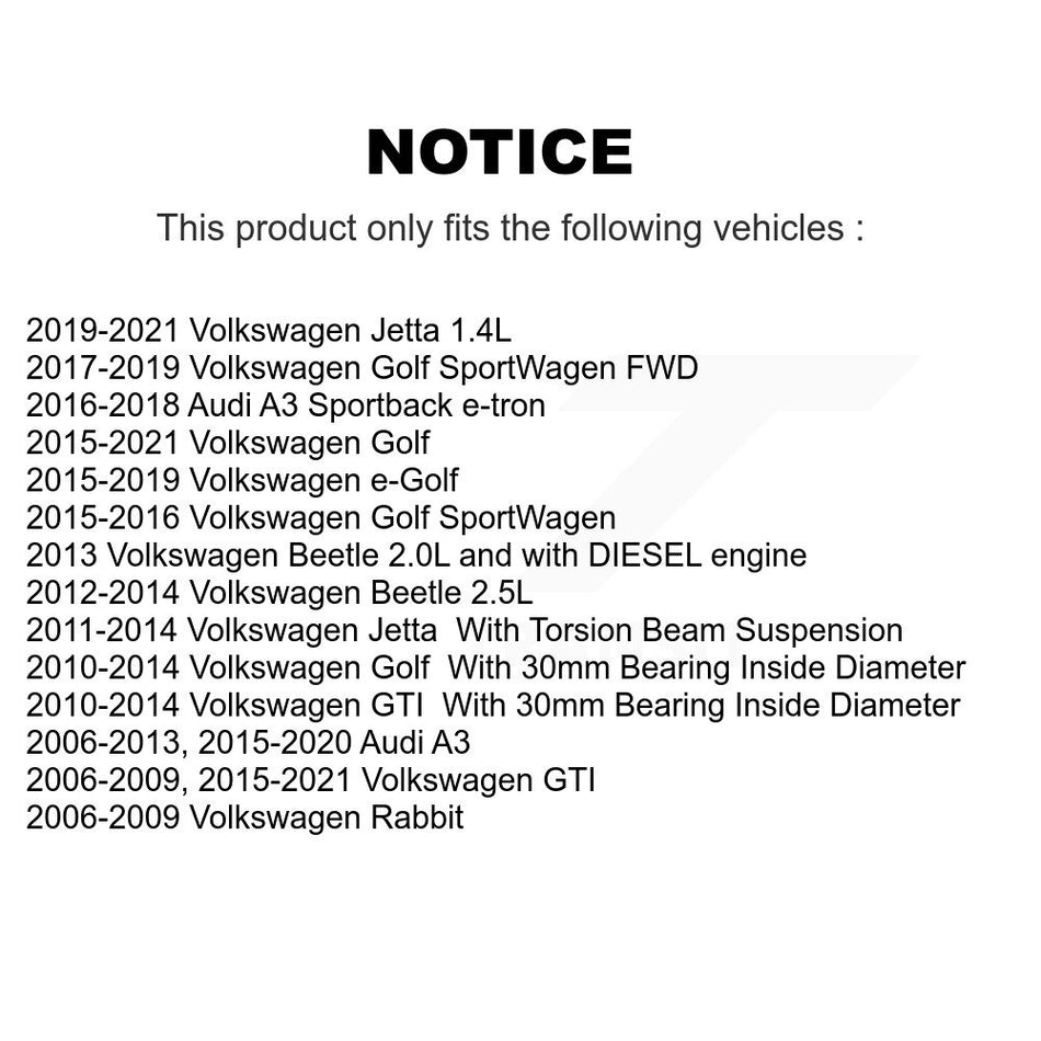 Rear Wheel Bearing And Hub Assembly Pair For Volkswagen Jetta GTI Audi A3 Beetle Golf Rabbit SportWagen e-Golf Sportback e-tron R City K70-100671