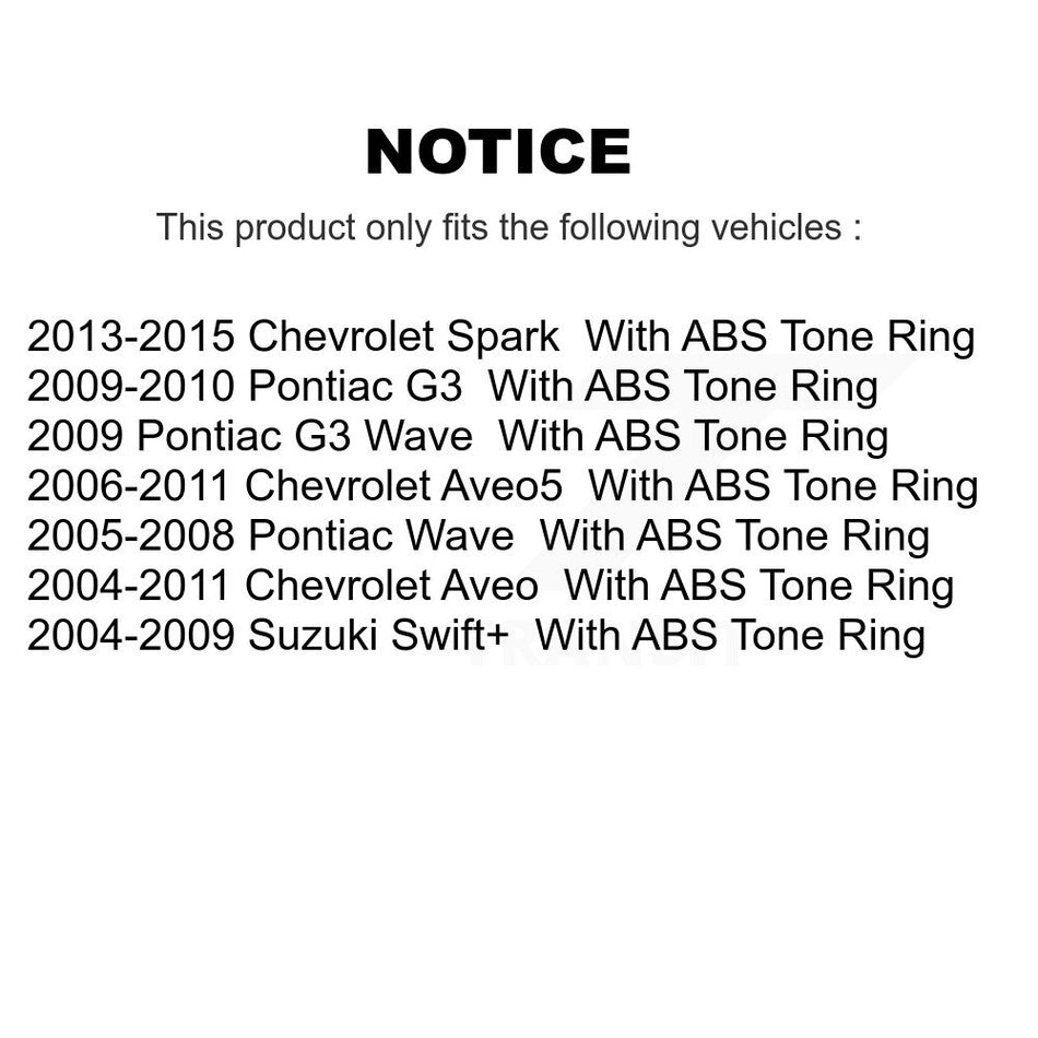 Rear Wheel Bearing And Hub Assembly Pair For Chevrolet Aveo Spark Aveo5 Pontiac G3 Suzuki Wave Swift+ K70-100787