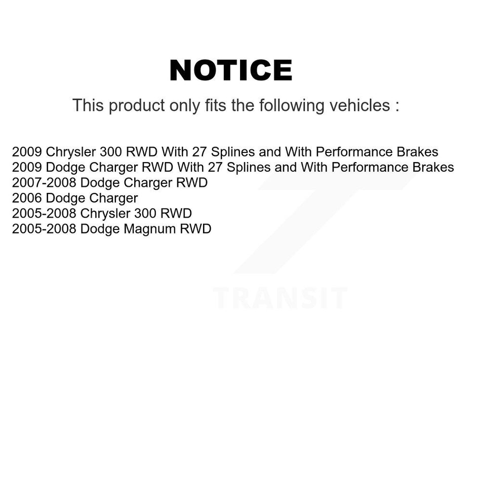 Front Rear Wheel Bearing & Hub Assembly Kit For Chrysler 300 Dodge Charger Magnum RWD K70-101222