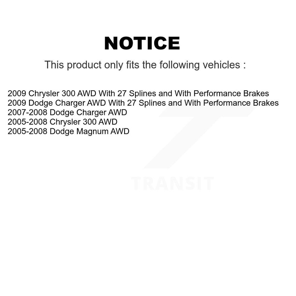 Front Rear Wheel Bearing & Hub Assembly Kit For Chrysler 300 Dodge Charger Magnum AWD K70-101224