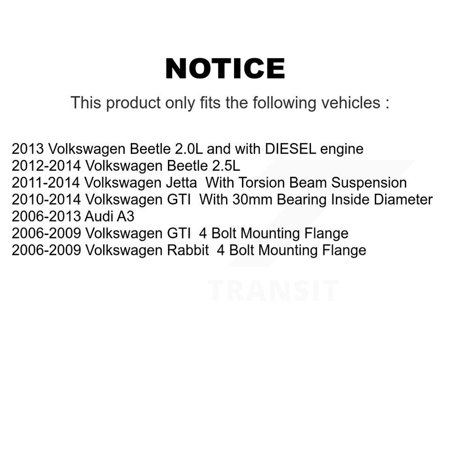 Front Rear Wheel Bearing & Hub Assembly Kit For Volkswagen Jetta Beetle GTI Golf Rabbit Audi A3 R K70-101238