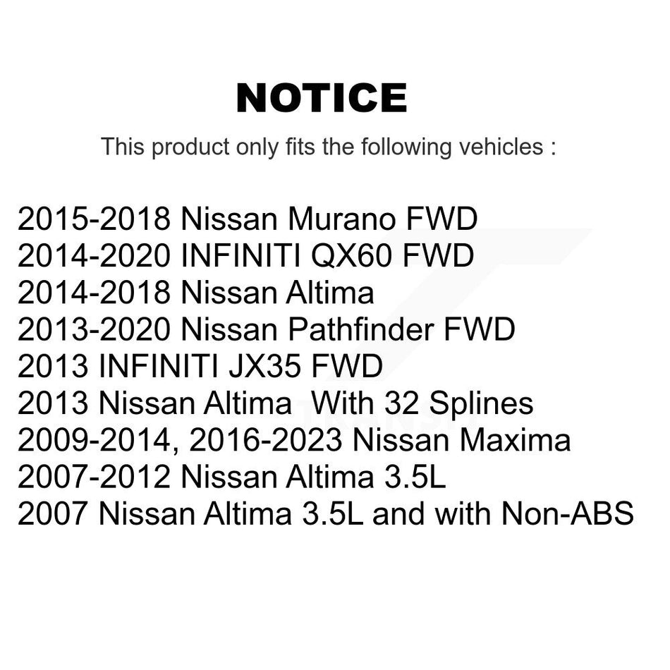 Front Rear Wheel Bearing & Hub Assembly Kit For Nissan Altima Maxima Pathfinder Murano INFINITI QX60 JX35 K70-101266