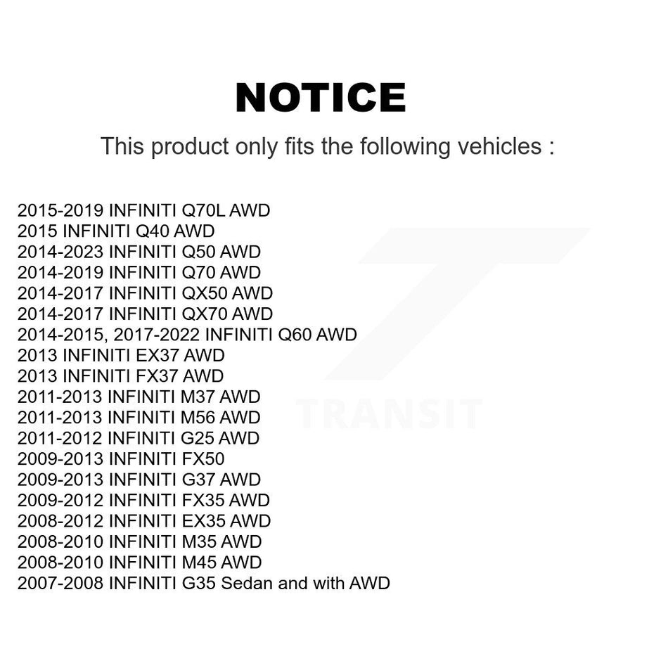 Front Rear Wheel Bearing Hub Assembly Kit For INFINITI Q50 G37 QX50 EX35 G35 Q60 FX35 M37 K70-101283