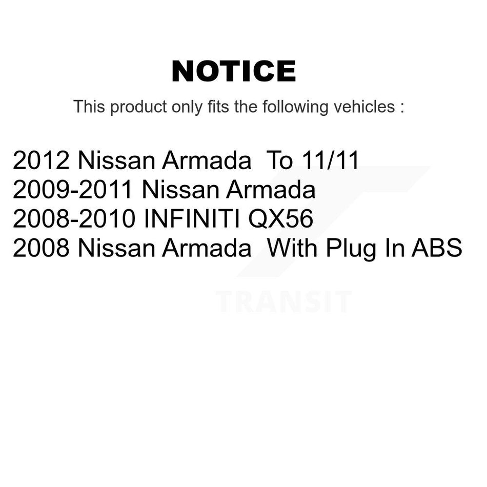 Front Rear Wheel Bearing & Hub Assembly Kit For Nissan Armada Infiniti QX56 INFINITI K70-101298