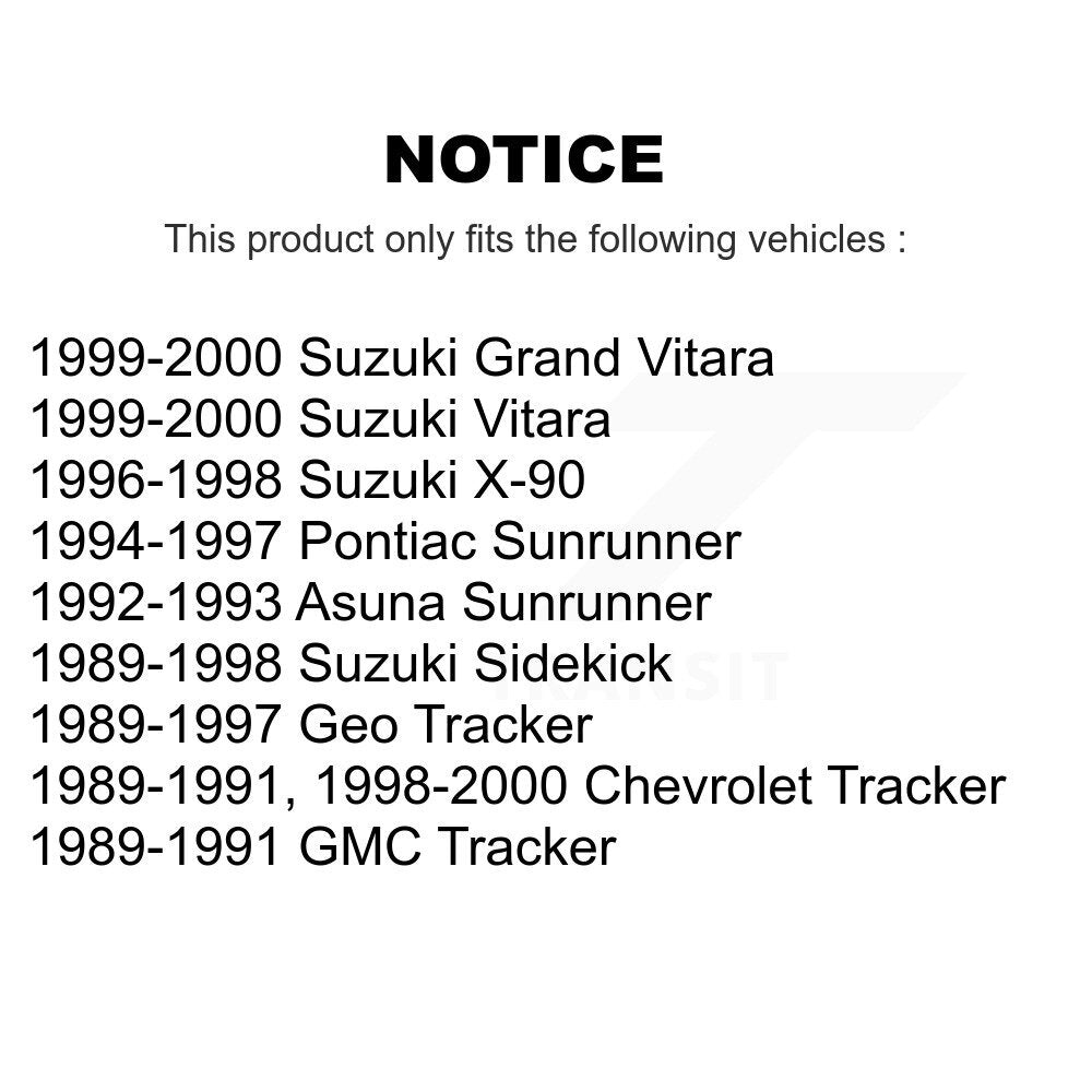 Front Inner Wheel Bearing Race Pair For Tracker Suzuki Geo Sidekick Chevrolet Grand Asuna K70-101319