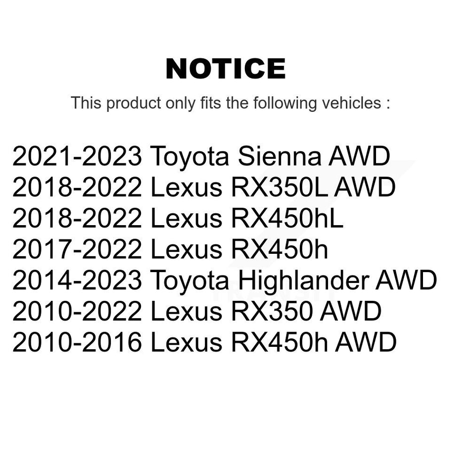 Rear Wheel Bearing And Hub Assembly Pair For Lexus RX350 Toyota Highlander RX450h RX350L RX450hL K70-101369