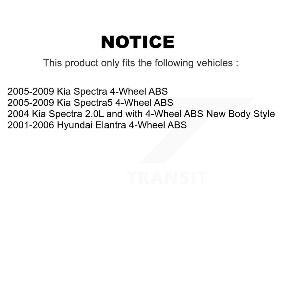 Front Rear Wheel Bearing And Hub Assembly Kit For Hyundai Elantra Kia Spectra Spectra5 4-Wheel ABS K70-101616