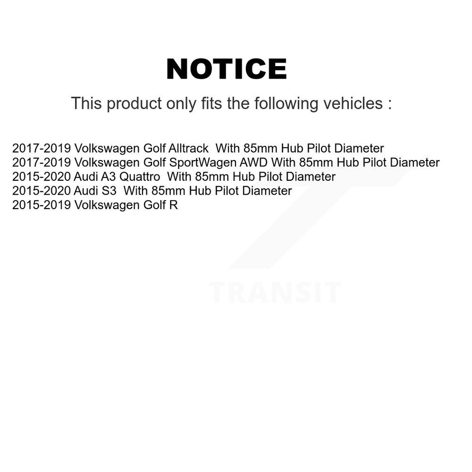 Front Rear Wheel Bearing Hub Assembly Kit For Volkswagen Golf SportWagen Audi A3 Quattro K70-101818