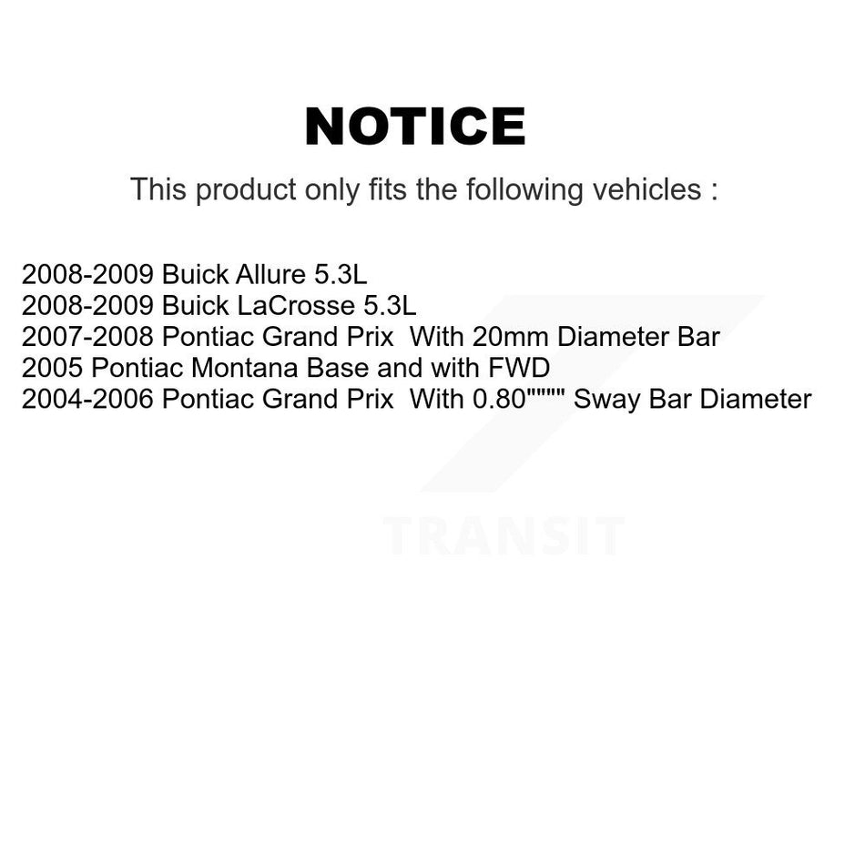 Front Suspension Control Arm And Ball Joint Assembly Link Kit For Pontiac Grand Prix Buick LaCrosse Montana Allure K72-100074