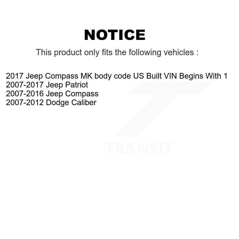 Front Suspension Arm Ball Joint Tie Rod End Link Kit (8Pc) For Jeep Patriot Compass Dodge K72-100119