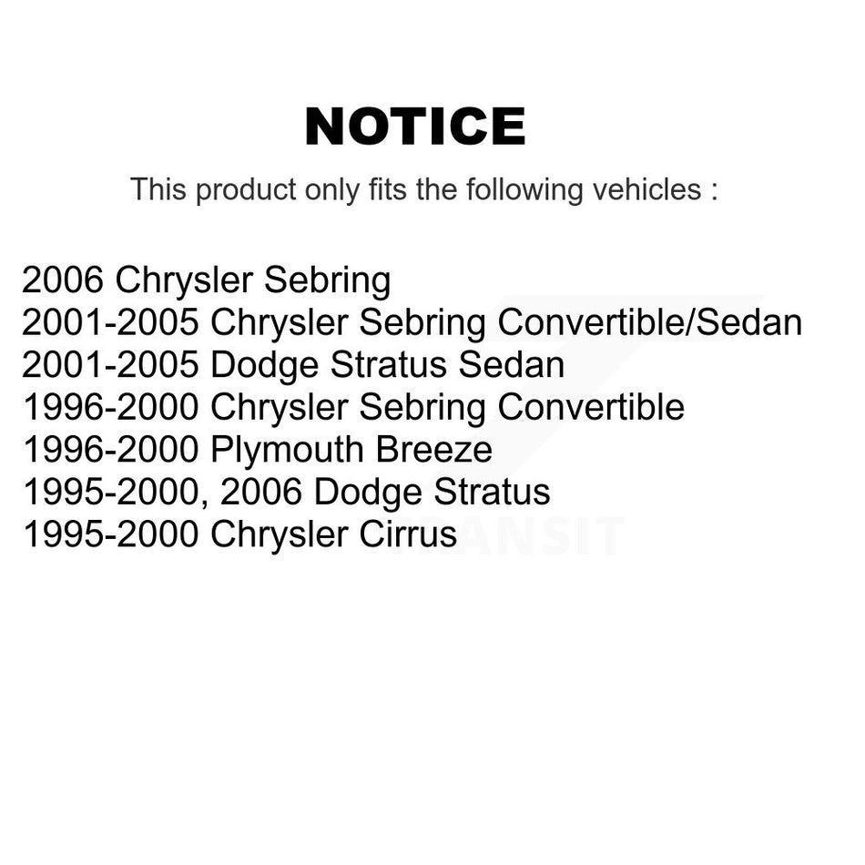 Front Suspension Link Pair For Chrysler Sebring Dodge Stratus Toyota Corolla Nissan Pathfinder Cirrus Plymouth Breeze Hyundai Excel Mitsubishi Mirage Scoupe Precis K72-100192