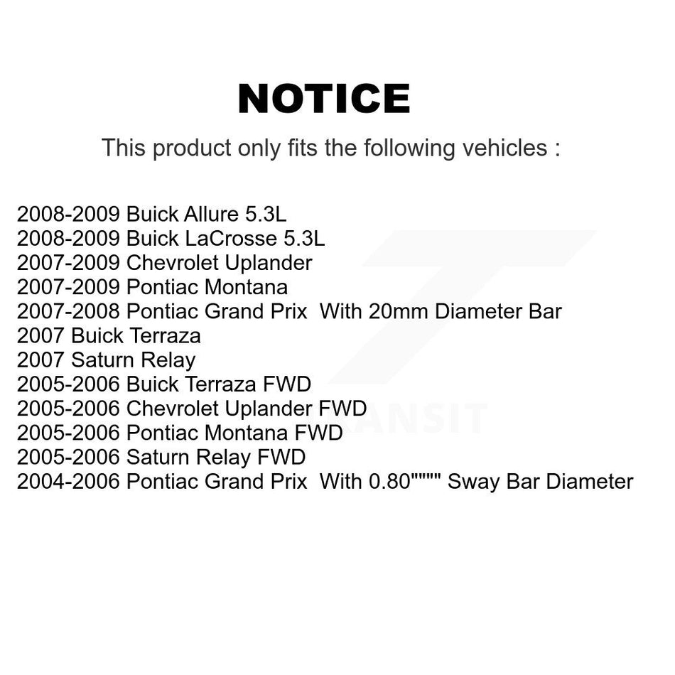 Front Suspension Link Pair For Pontiac Grand Prix Chevrolet Uplander Buick LaCrosse Montana Terraza Saturn Relay Allure K72-100256