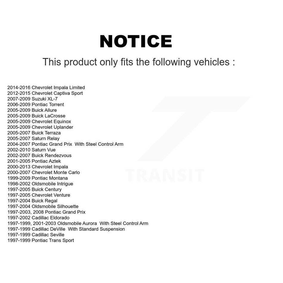 Front Suspension Ball Joint Set Pair For Chevrolet Impala Buick Pontiac Grand Prix Saturn Vue Century Equinox LaCrosse Rendezvous Monte Carlo Venture Uplander Oldsmobile Limited Regal Sport K72-100463