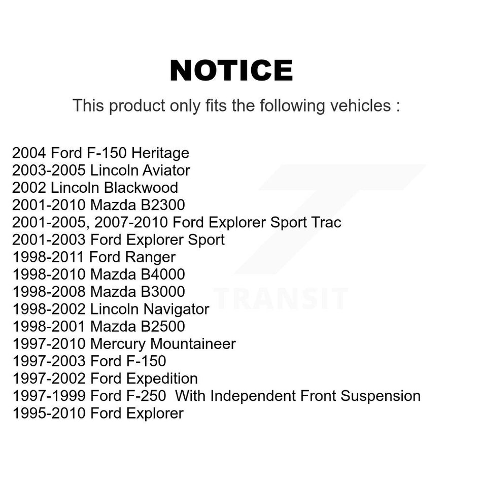Front Suspension Ball Joints Pair For Ford F-150 Explorer Ranger Expedition Sport Trac Mercury Mountaineer Mazda Lincoln Navigator Heritage B3000 F-250 B2500 B4000 B2300 Blackwood K72-100520