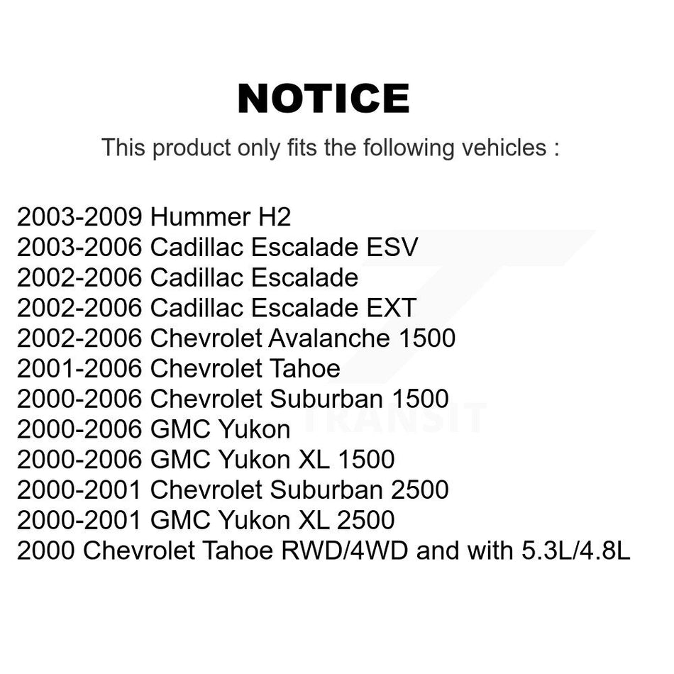 Front Rear Suspension Link Kit For Chevrolet Tahoe GMC Suburban 1500 Yukon Avalanche XL Cadillac Escalade Hummer H2 ESV EXT 2500 K72-100788